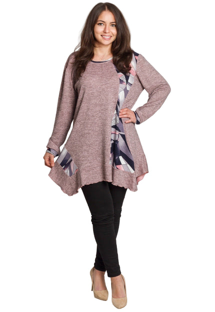 Разкроена туника в големи размери в цвят пудра