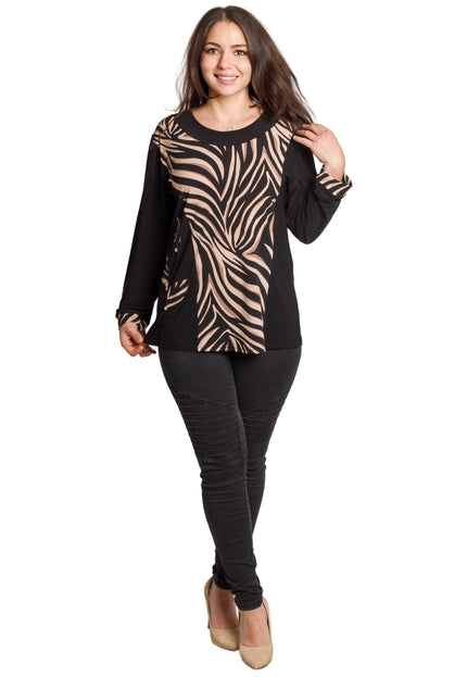 Черна туника с животински акцент и прав силует