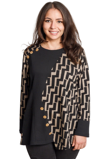 Елегантна туника с геометричен акцент и декоративни копчета