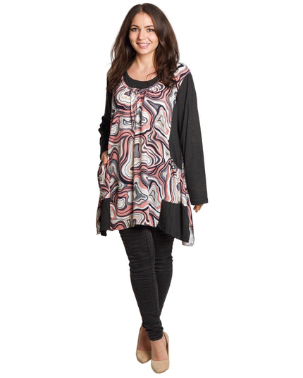 Разкроена дамска туника с джобчета в големи размери