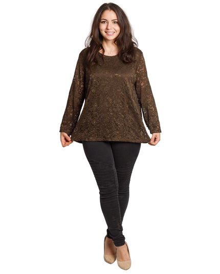 Официална права блуза с дантела в големи размери