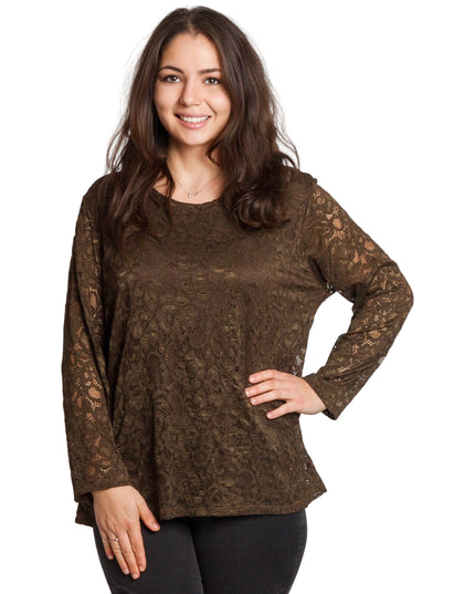 Официална права блуза с дантела в големи размери