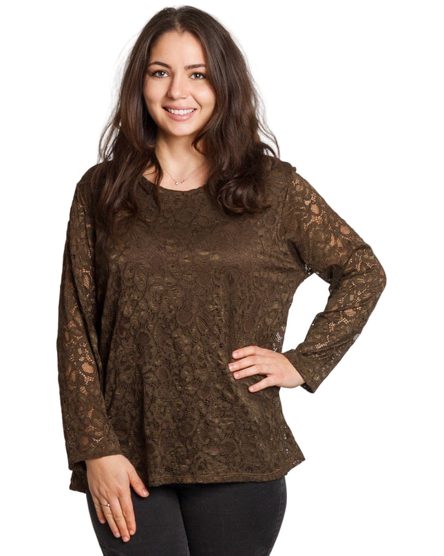 Официална права блуза с дантела в големи размери