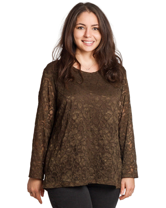 Официална права блуза с дантела в големи размери