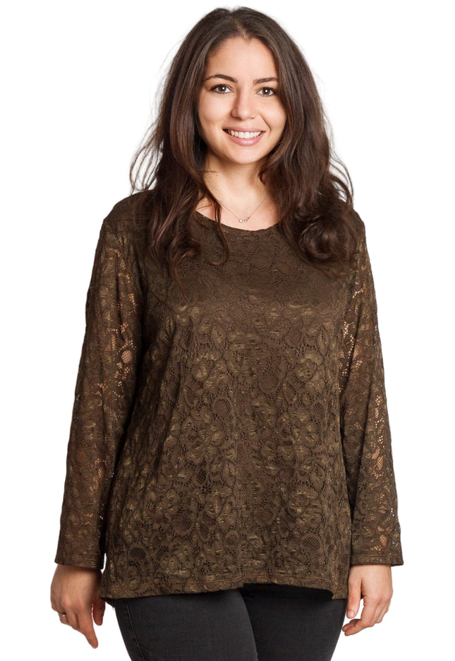 Официална права блуза с дантела в големи размери