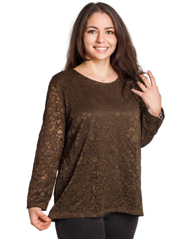 Официална права блуза с дантела в големи размери