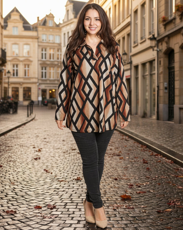 Елегантна туника с права кройка и ромбовидни фигури