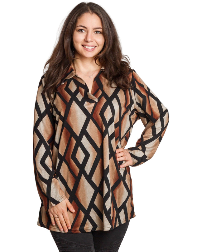 Елегантна туника с права кройка и ромбовидни фигури
