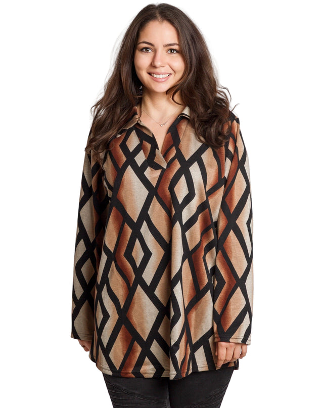 Елегантна туника с права кройка и ромбовидни фигури
