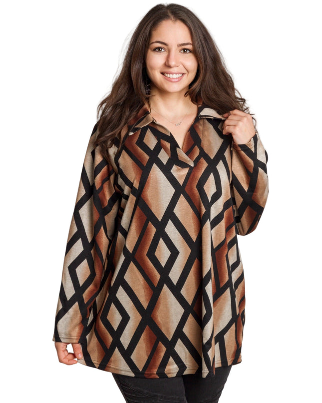 Елегантна туника с права кройка и ромбовидни фигури