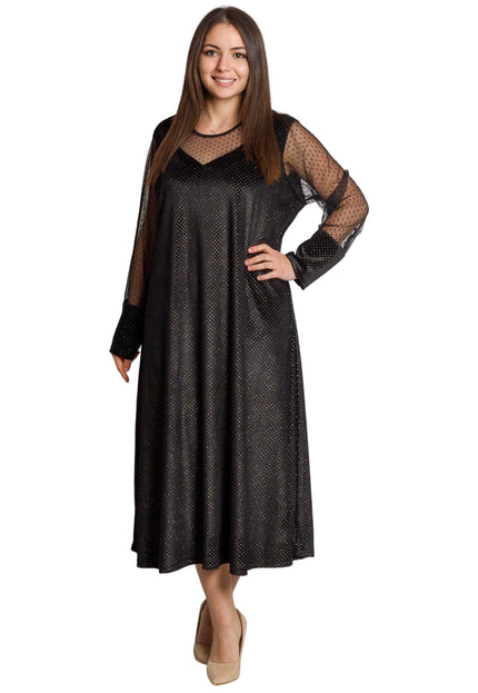 Дълга официална рокля в черен цвят и разкроена кройка