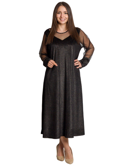 Дълга официална рокля в черен цвят и разкроена кройка