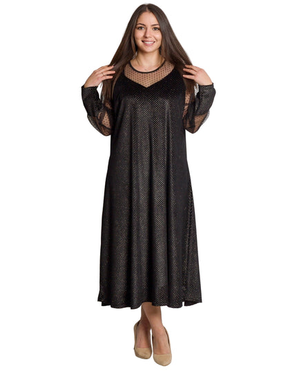 Дълга официална рокля в черен цвят и разкроена кройка