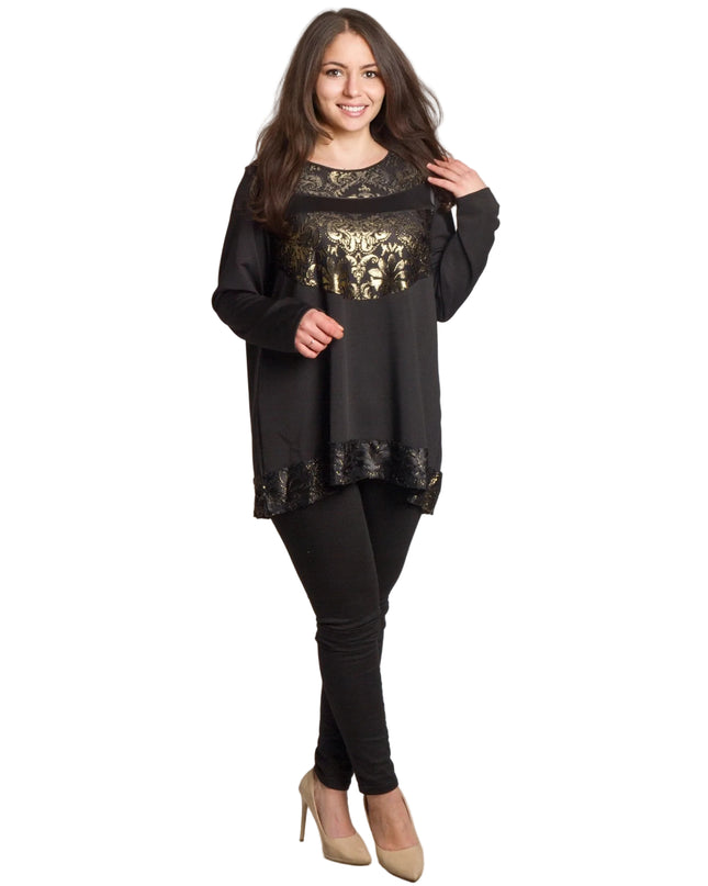 Официална туника с релефни златисти орнаменти в големи размери