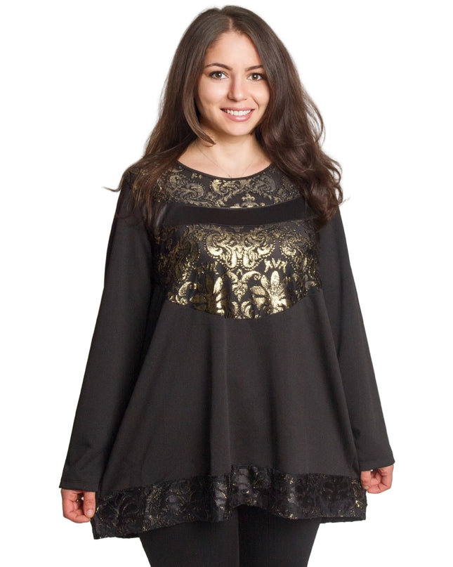 Официална туника с релефни златисти орнаменти в големи размери