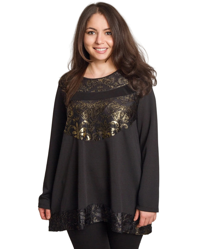 Официална туника с релефни златисти орнаменти в големи размери