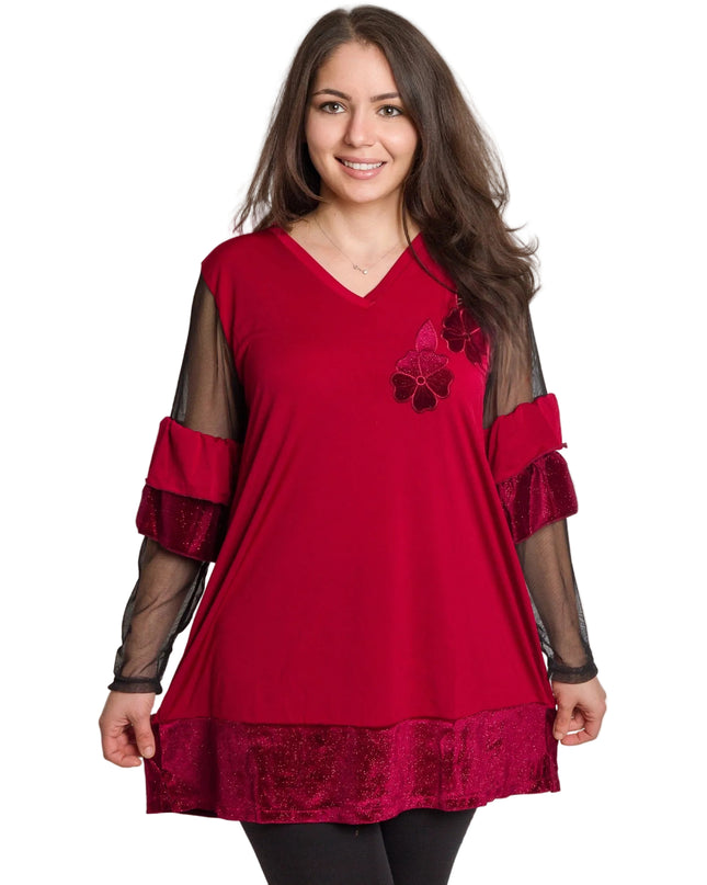 Официална туника с тюлени ръкави и разкроена кройка