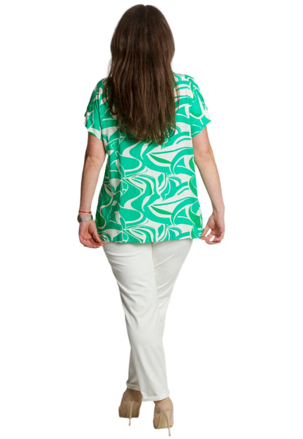 Бял елегантен панталон с джобове в големи размери - Maxi Market