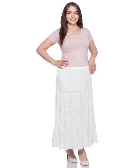 Бяла пола на воали - 4XL,5XL - Еластична и удобна - Maxi Market