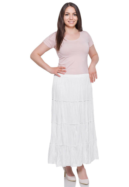 Бяла пола на воали - 4XL,5XL - Еластична и удобна - Maxi Market