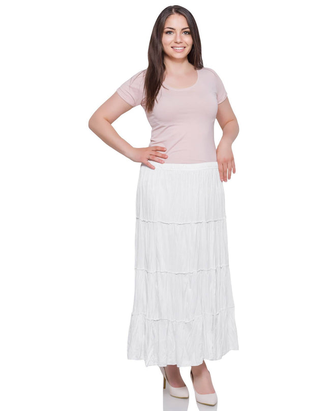 Бяла пола на воали - 4XL,5XL - Еластична и удобна - Maxi Market