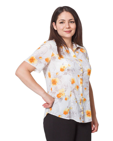 Бяла шифонова блуза в макси размери - летен дамски модел - Maxi Market - Maxi Market