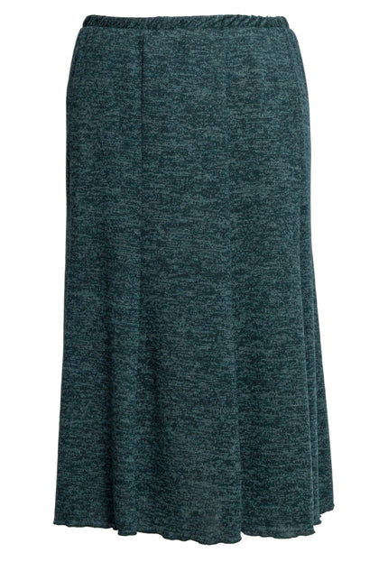 Разкроена зимна пола в зелен цвят и големи размери