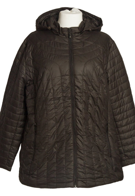 Черно яке с права кройка и сваляща се качулка в макси размери - Maxi Market