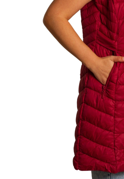 Червен елек с качулка и джобове в макси размери - Maxi Market