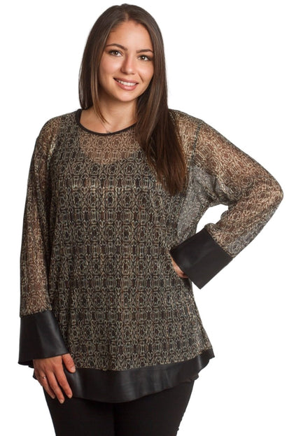 Дамса туника с геометричен многоцветен десен и потник - Maxi Market