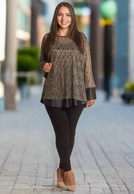 Дамса туника с геометричен многоцветен десен и потник - Maxi Market