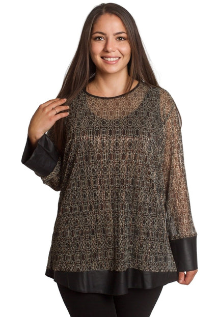 Дамса туника с геометричен многоцветен десен и потник - Maxi Market