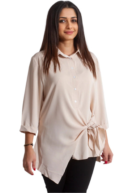 Дамска бежова риза за официални събития - Макси размери - Maxi Market