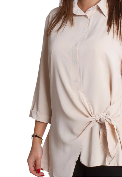 Дамска бежова риза за официални събития - Макси размери - Maxi Market