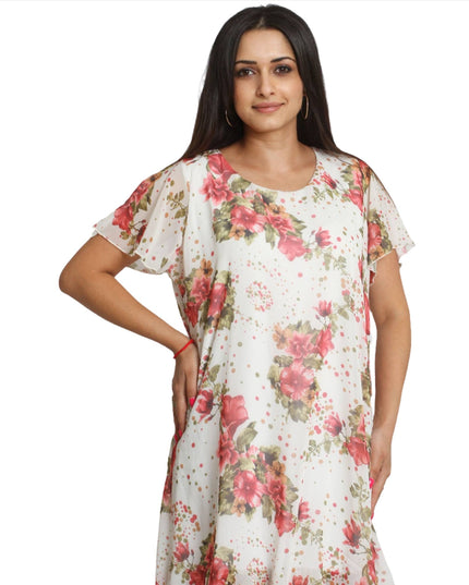 Дамска Флорална Рокля - Красив Шифон - Размери 2XL - 3XL - Пролет - Лято - Maxi Market