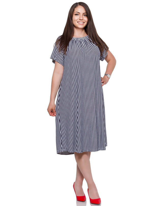 Дамска рокля в макси размери - тъмносиня - Off the Shoulder - ежедневна - Пролет - Лято - Maxi Market
