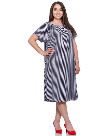 Дамска рокля в макси размери - тъмносиня - Off the Shoulder - ежедневна - Пролет - Лято - Maxi Market