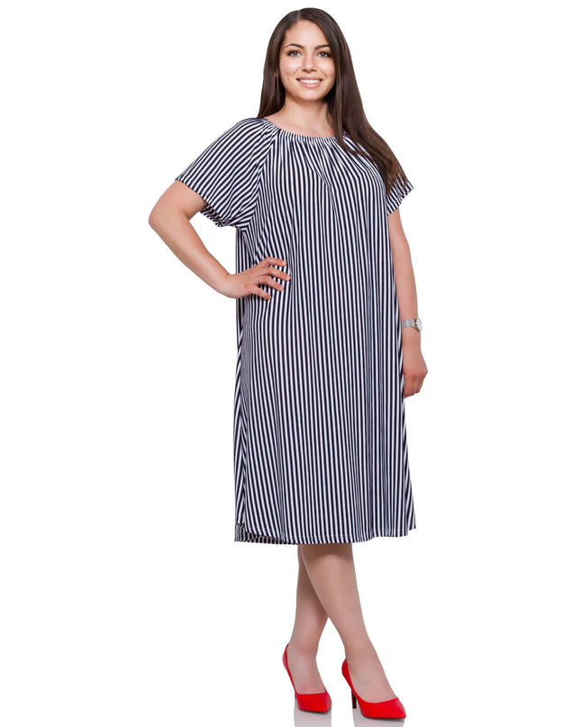 Дамска рокля в макси размери - тъмносиня - Off the Shoulder - ежедневна - Пролет - Лято - Maxi Market