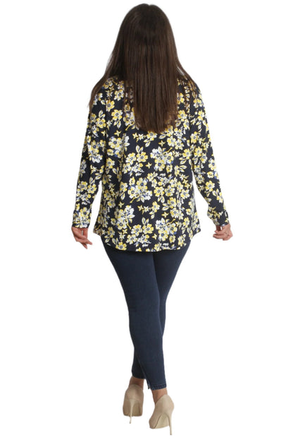 Дамска Тъмносиня Туника с Цветя - Есенно - Зимен Стил - Maxi Market