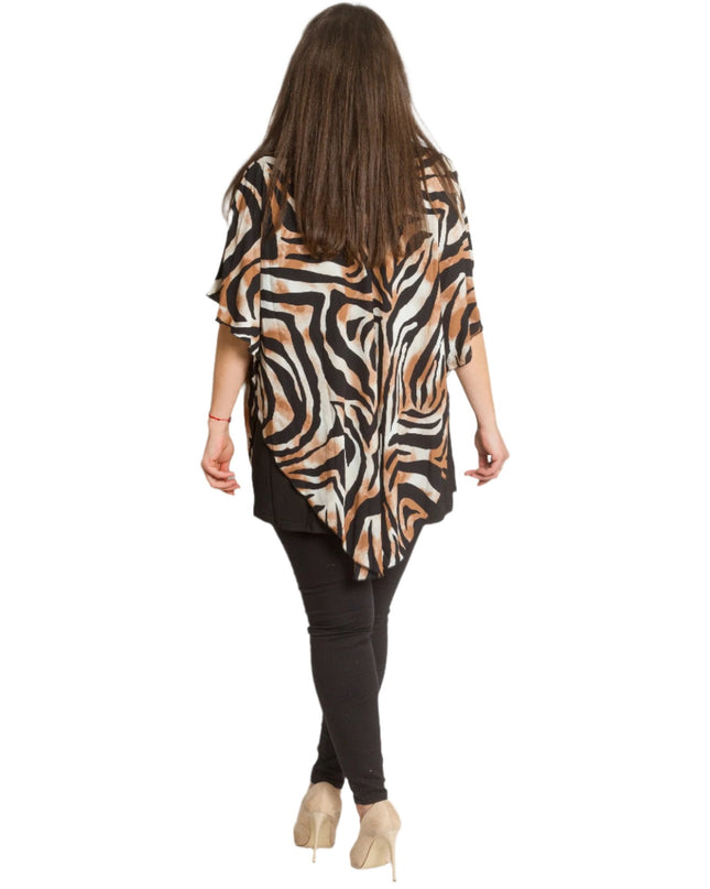 Дамска туника от шифон - 4XL,5XL - Животински принт - Maxi Market