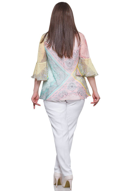 Официална туника в големи размери с абстрактен десен