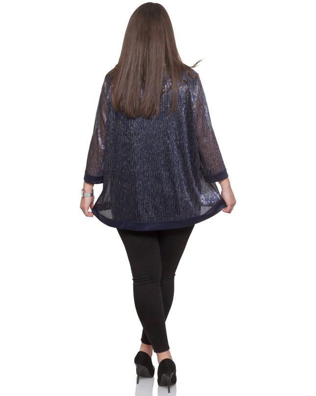 Официална тъмносиня туника в големи размери с блясък