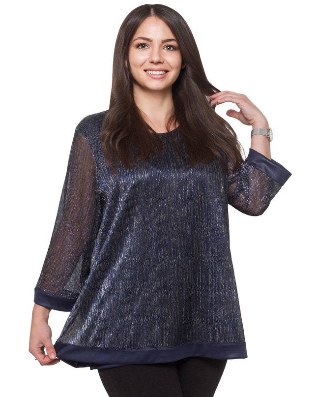 Официална тъмносиня туника в големи размери с блясък