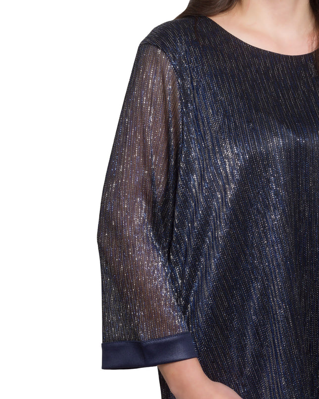 Официална тъмносиня туника в големи размери с блясък