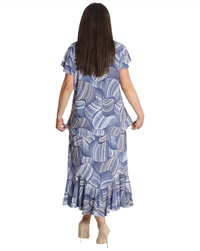 Дамски костюм от пола и блуза в големи размери - 2XL,3XL,4XL,5XL - Пролет - Лято - Maxi Market