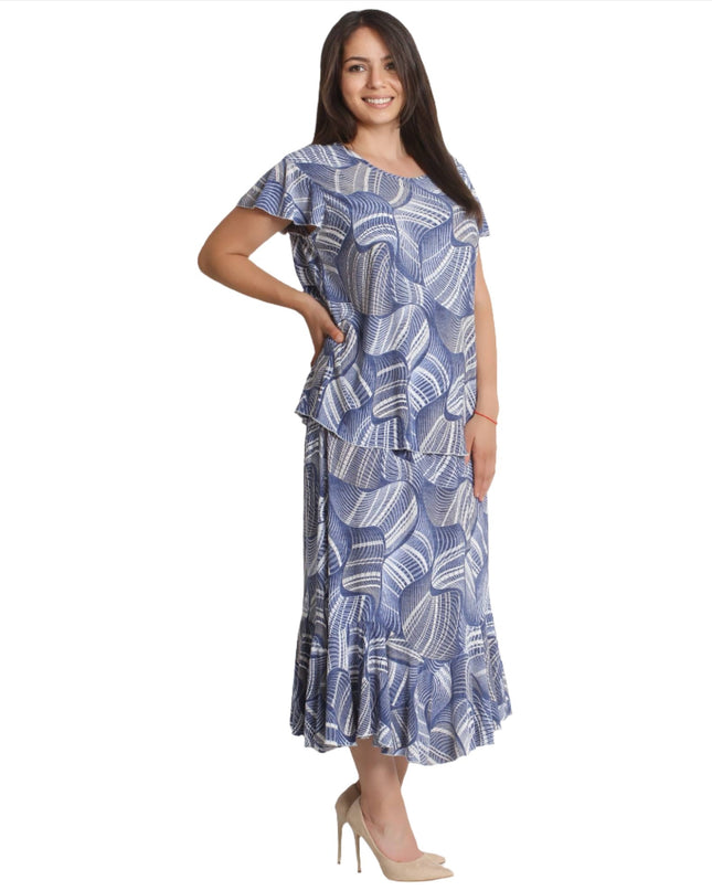 Дамски костюм от пола и блуза в големи размери - 2XL,3XL,4XL,5XL - Пролет - Лято - Maxi Market