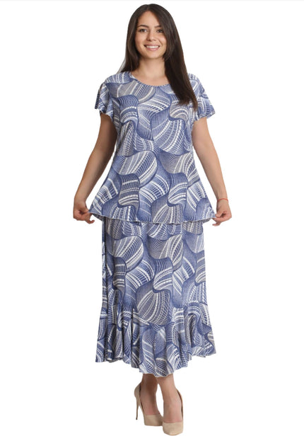 Дамски костюм от пола и блуза в големи размери - 2XL,3XL,4XL,5XL - Пролет - Лято - Maxi Market