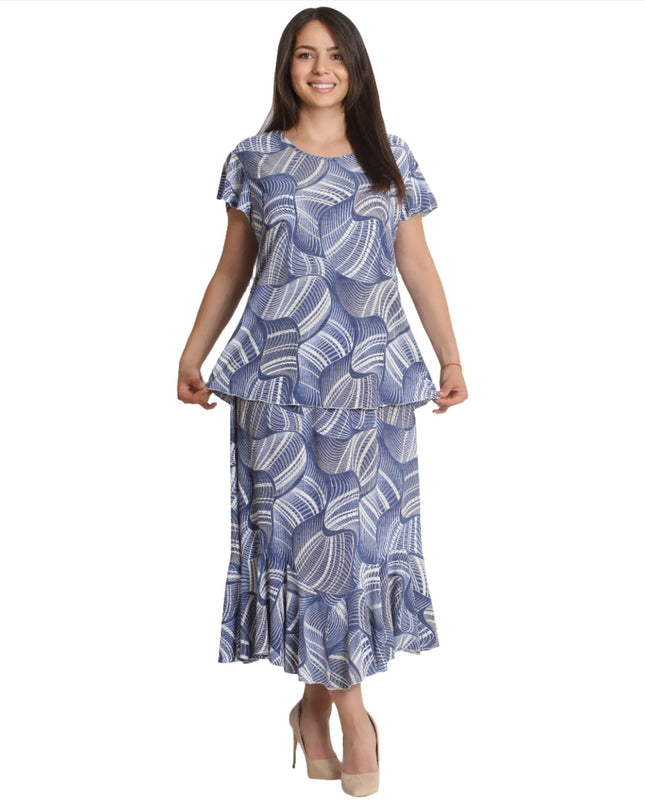 Дамски костюм от пола и блуза в големи размери - 2XL,3XL,4XL,5XL - Пролет - Лято - Maxi Market