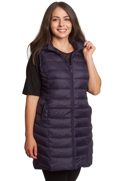 Дълъг тъмносин елек с права кройка в големи размери - Maxi Market