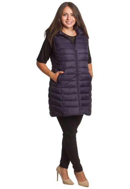 Дълъг тъмносин елек с права кройка в големи размери - Maxi Market